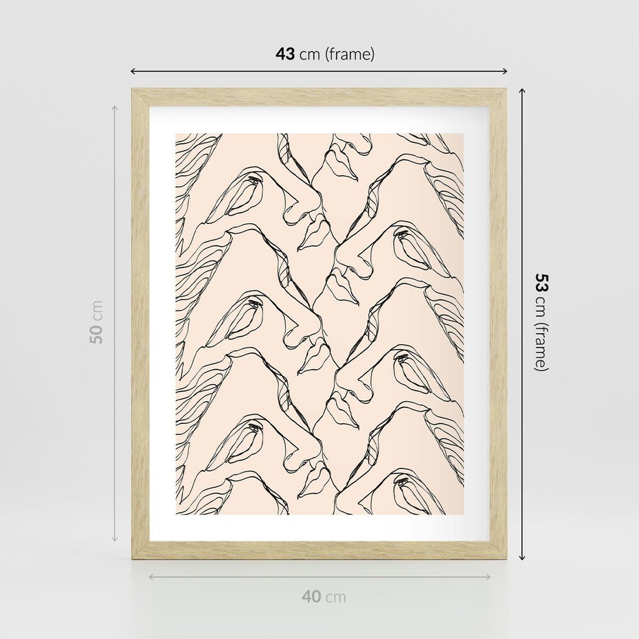 Plakat w ramie 40x50 - Grafika z Twarzami Greckiej Rzeźby - grafika, plakat - rama drewno