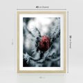 Plakat w ramie 40x50 - Chwila Zimowego Uroku - zima, ośnieżona gałązka - rama drewno
