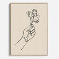 Obraz w ramie 50x70 - Szkic Kwiatu - kwiat w dłoni, szkic - rama drewno