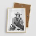 Plakat w ramie 50x70 - Dziki Zachód - retro zdjęcie, czarno białe - rama drewno
