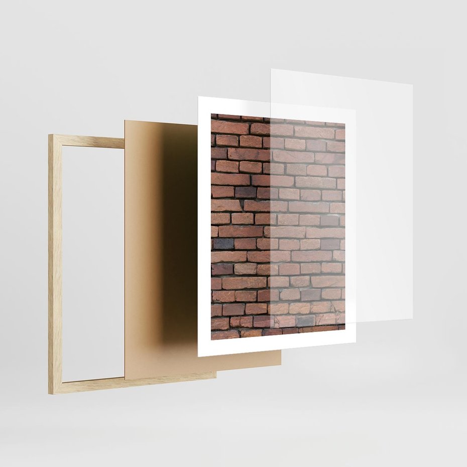 Plakat w ramie 40x50 - Mur cegieł: industrialny urok - cegły, mur - rama drewno