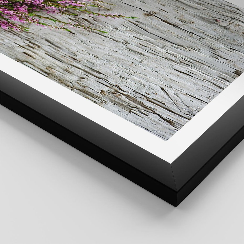 Plakat w ramie 50x70 - Fioletowe Wrzosy - wrzosy, fiolet - rama czarna