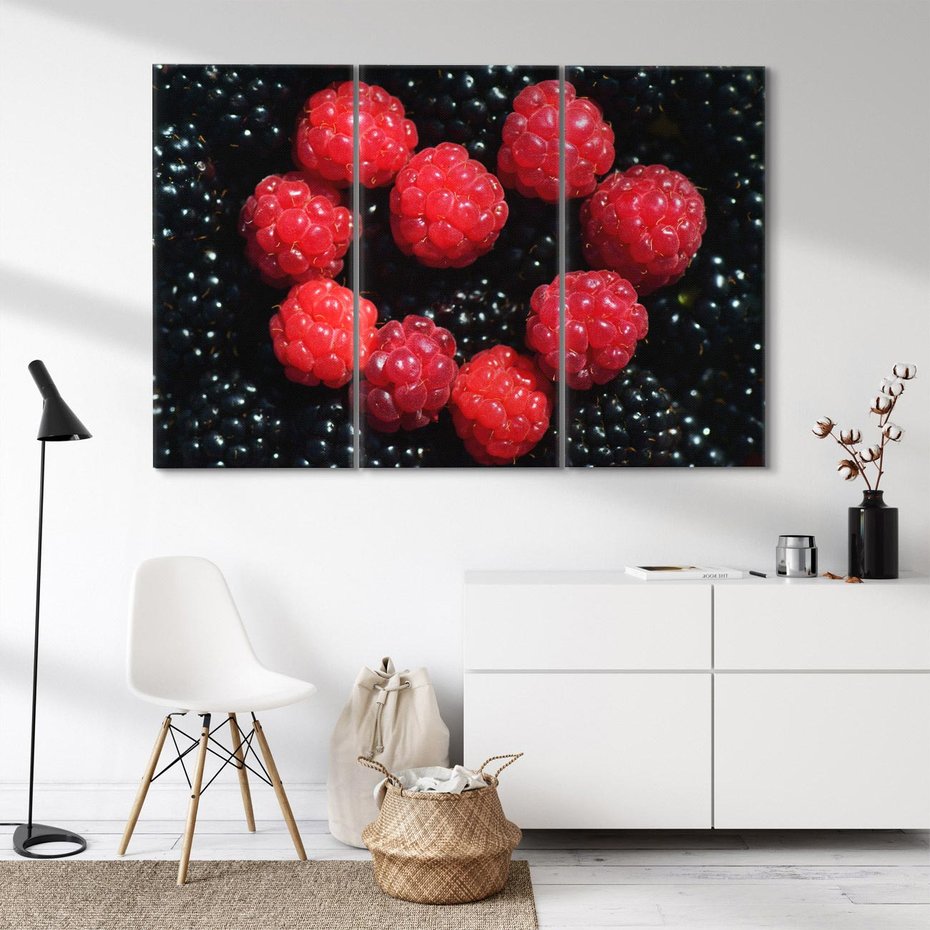 Obraz na płótnie 120x80 - Maliny Soczysta Eksplozja - maliny, owoce