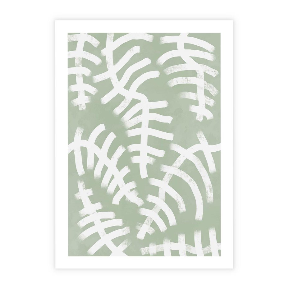 Plakat bez ramy 50x70 - Oaza Zieleni - zielona abstrakcja, zgaszona zieleń