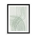 Plakat w ramie 50x70 - Migotliwa Spokojna Zieleń - zielony plakat, abstrakcyjne splątane linie - rama czarna