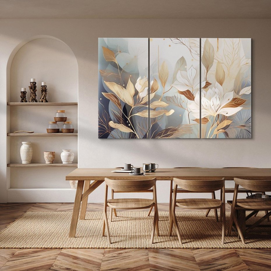 Obraz na płótnie 120x80 - Ekspresjonistyczny deszcz uczuć - grafika, złote kwiaty