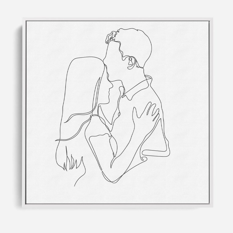 Obraz w ramie 50x50 - Bezgraniczne Przenikanie - para zakochanych, kobieta i mężczyzna - rama biała