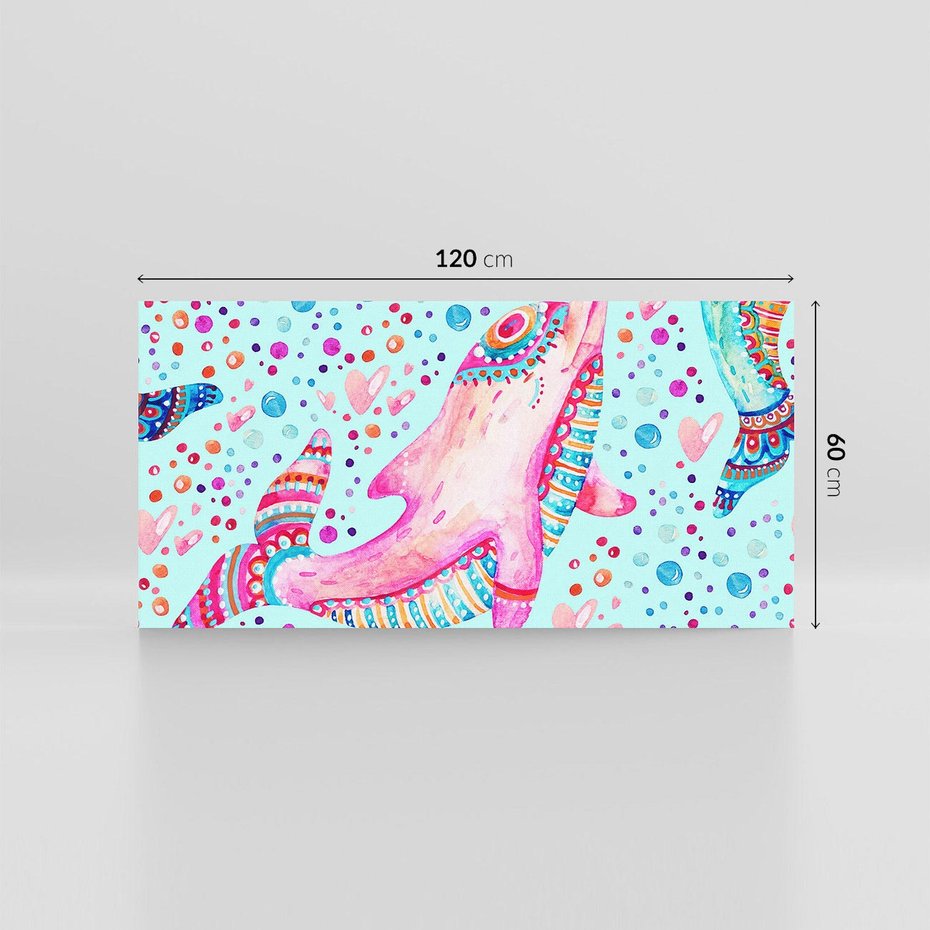 Obraz na płótnie 120x60 - Lekkość W Ruchu - delfin, akwarela