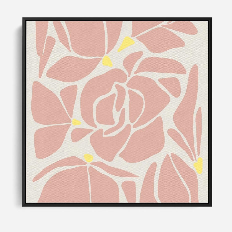 Obraz w ramie 50x50 - Rozplątane Akwarelowe Formy - abstrakcyjne boho kwiaty, kompozycja - rama czarna