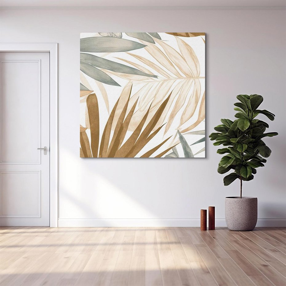 Obraz na płótnie 50x50 - Liście w Akwareli - akwarela, malowane liście