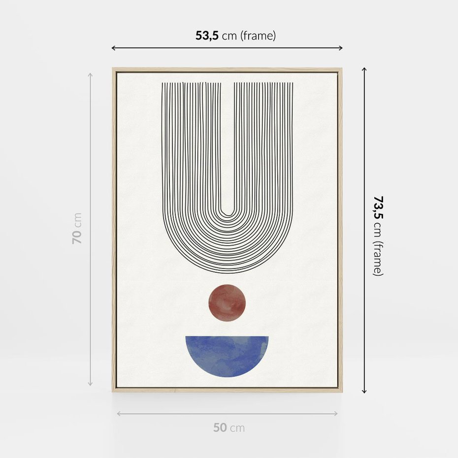 Obraz w ramie 50x70 - Rozplątane Wibracje - nowoczesny plakat, styl midcentury - rama drewno