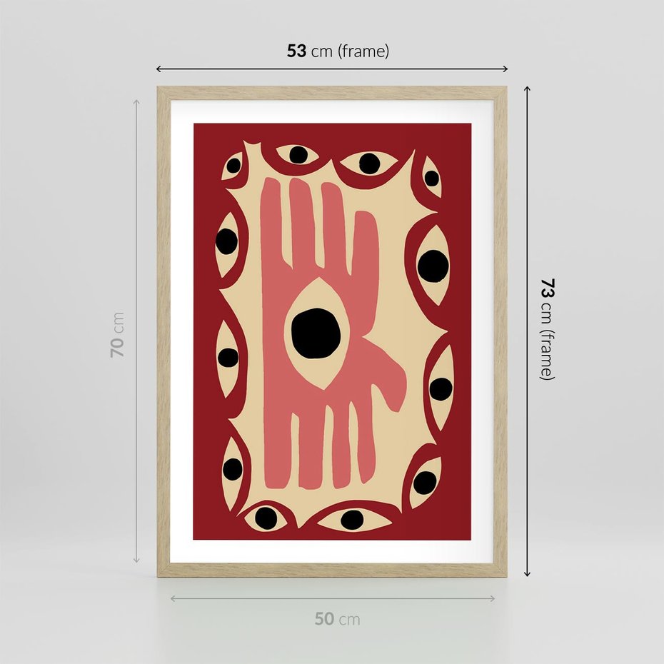 Plakat w ramie 50x70 - Migotliwe Kształty - abstrakcyjny obraz, boho styl - rama drewno