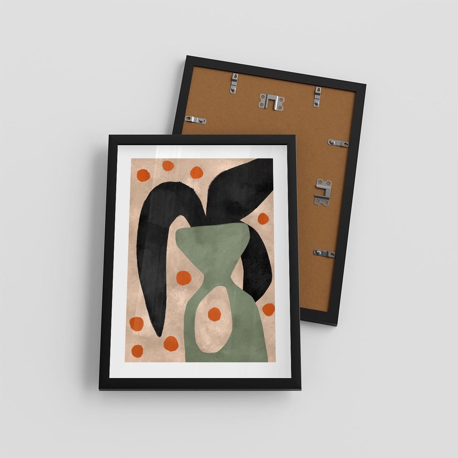 Plakat w ramie 30x40 - Impresje Boho - abstrakcyjny obraz, plakat - rama czarna