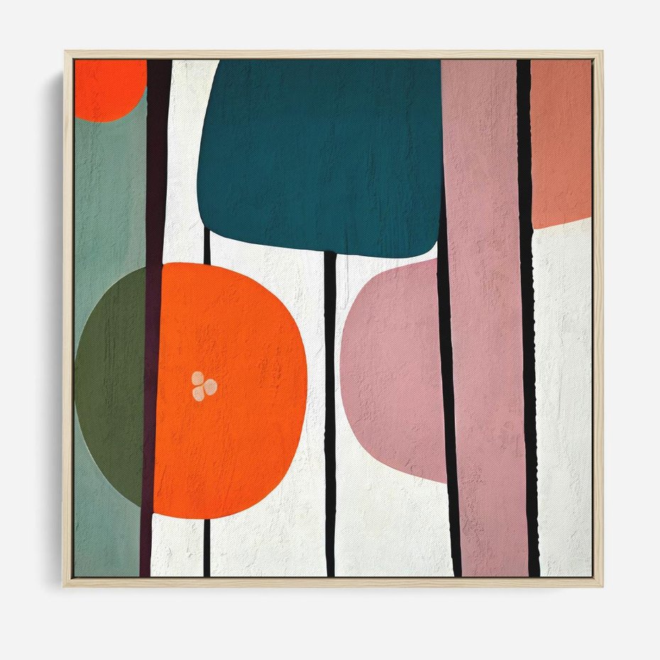 Obraz w ramie 50x50 - Migotliwa Aura Serca - abstrakcyjny obraz olejny, dziwne formy - rama drewno