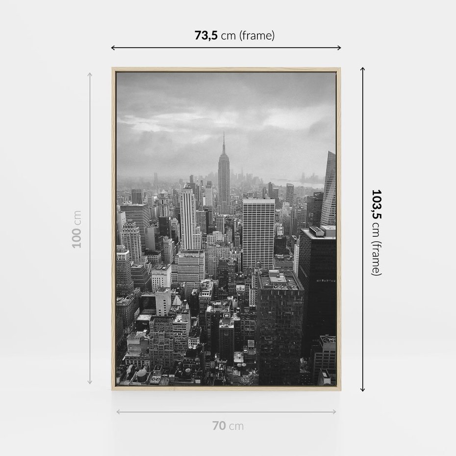 Obraz w ramie 70x100 - Majestatyczne Wysokości - Nowy Jork, wieżowce - rama drewno