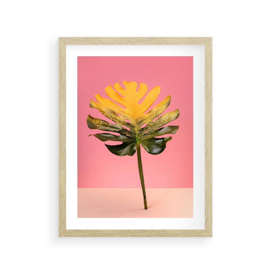 Plakat w ramie 30x40 - Majestatyczna monstera - monstera, liść - rama drewno