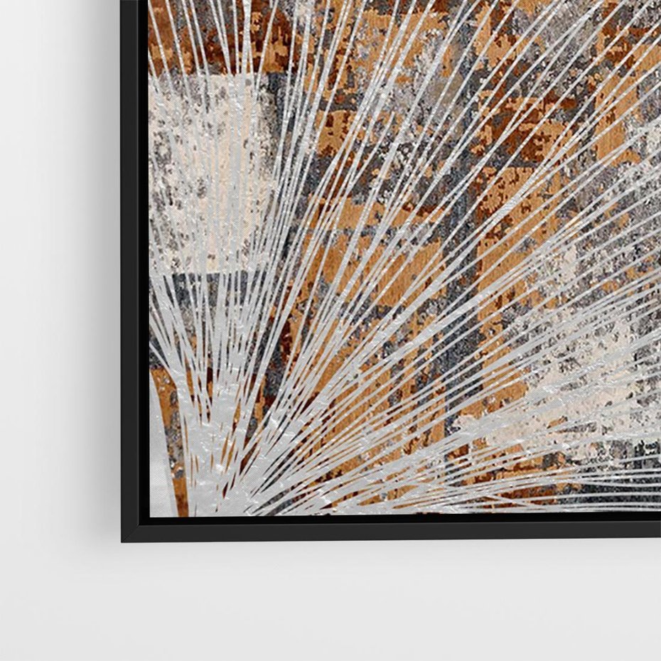 Obraz w ramie 70x50 - Złote liście melancholii - liście miłorzębu, tekstura - rama czarna