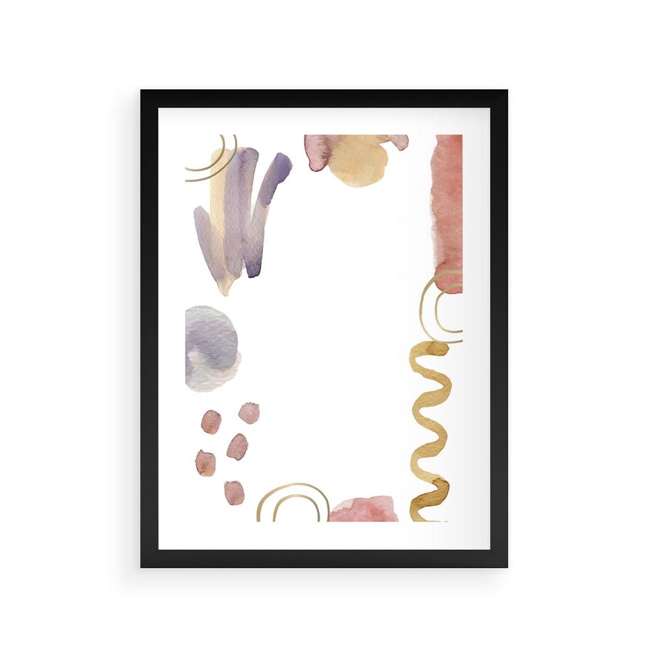 Plakat w ramie 30x40 - Wibracje Pastelowych Odcieni - abstrakcyjny plakat, akwarelowe plamy - rama czarna