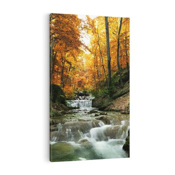 Obraz na płótnie 70x100 - Urok lasu: drzewa i strumyk w harmonii - las, drzewa