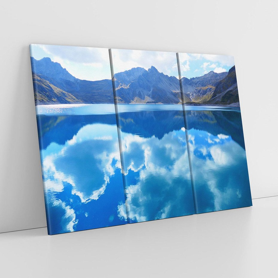 Obraz na płótnie 120x80 - Jezioro - Góry, chmury i niebo - jezioro, góry