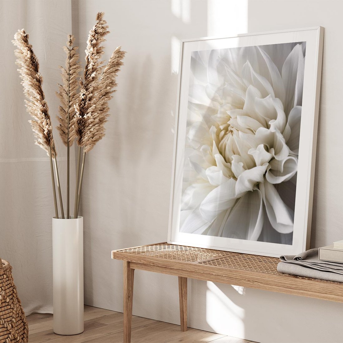 Plakat bez ramy 50x70 - Białe Kwiaty Delikatności - białe, kwiaty