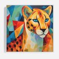 Obraz w ramie 50x50 - Dzikie Piękno - abstrakcyjny portret geparda, intensywne kolory - rama biała