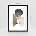 Plakat w ramie 30x40 - Harmonia Akwarelowych Przestrzeni - abstrakcyjna kompozycja z kropek kresek i kółek, odcienie brązu i beżu - rama czarna