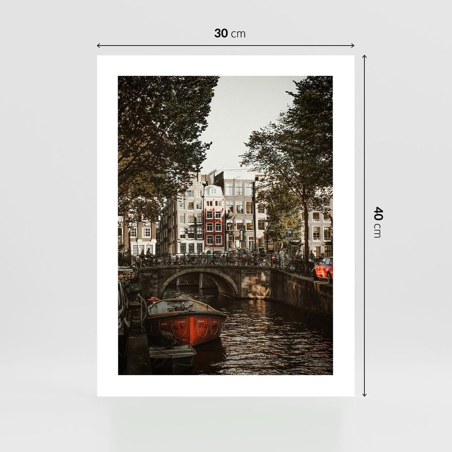 Plakat bez ramy 30x40 - Jesienne Uroki Holandii: Kanały i Most - Holandia, kanały
