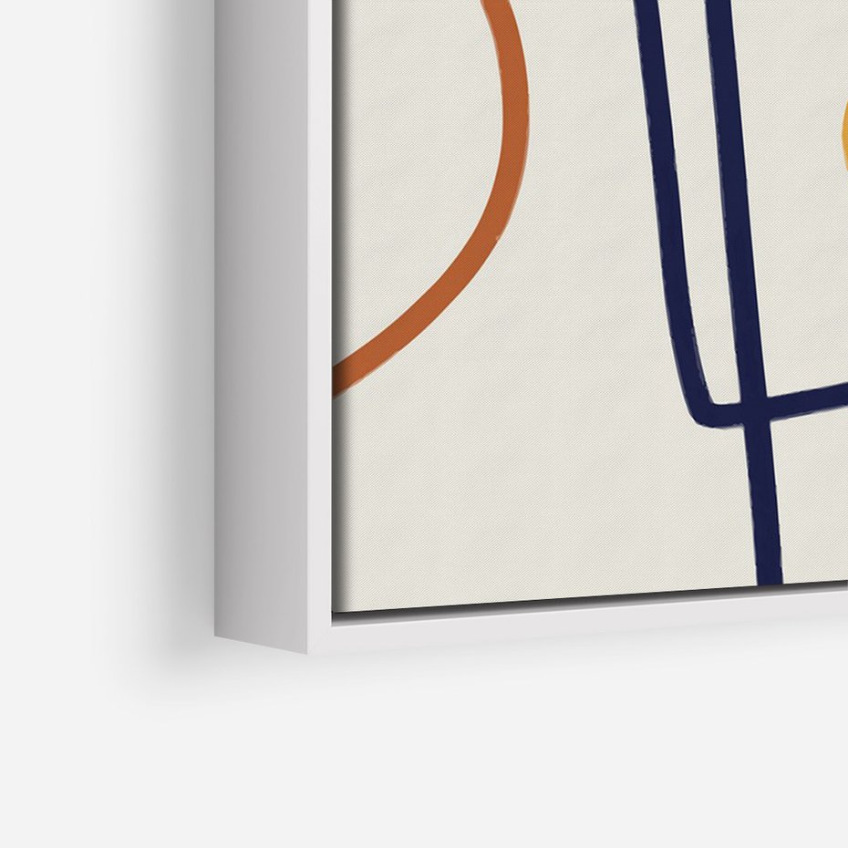 Obraz w ramie 70x100 - Manifestacje Dziwności - abstrakcja w stylu picasso, beżowe tło - rama biała