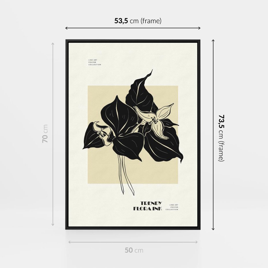 Obraz w ramie 50x70 - Ekspresja w szkicowanych kształtach - kwiaty, typografia - rama czarna