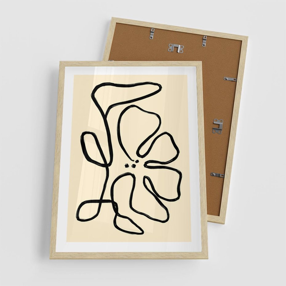 Plakat w ramie 50x70 - Zaklęte Aberracje - abstrakcyjna sztuka, przypominająca kwiat - rama drewno