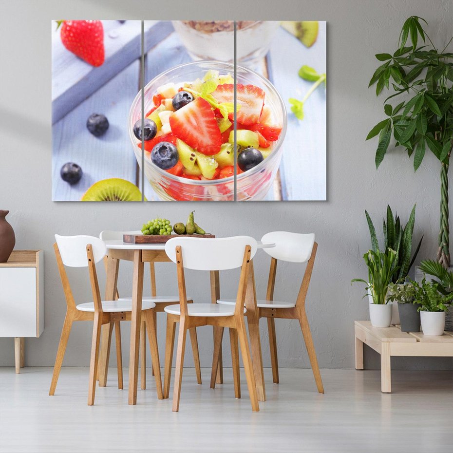 Obraz na płótnie 120x80 - Świeżość i Zdrowie - sałatka, owoce