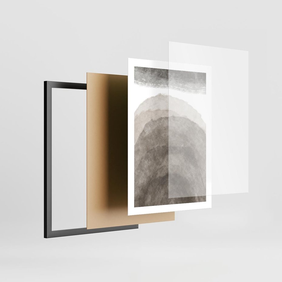 Plakat w ramie 50x70 - Przenikające Kształty - rozmyte cienie, abstrakcja - rama czarna