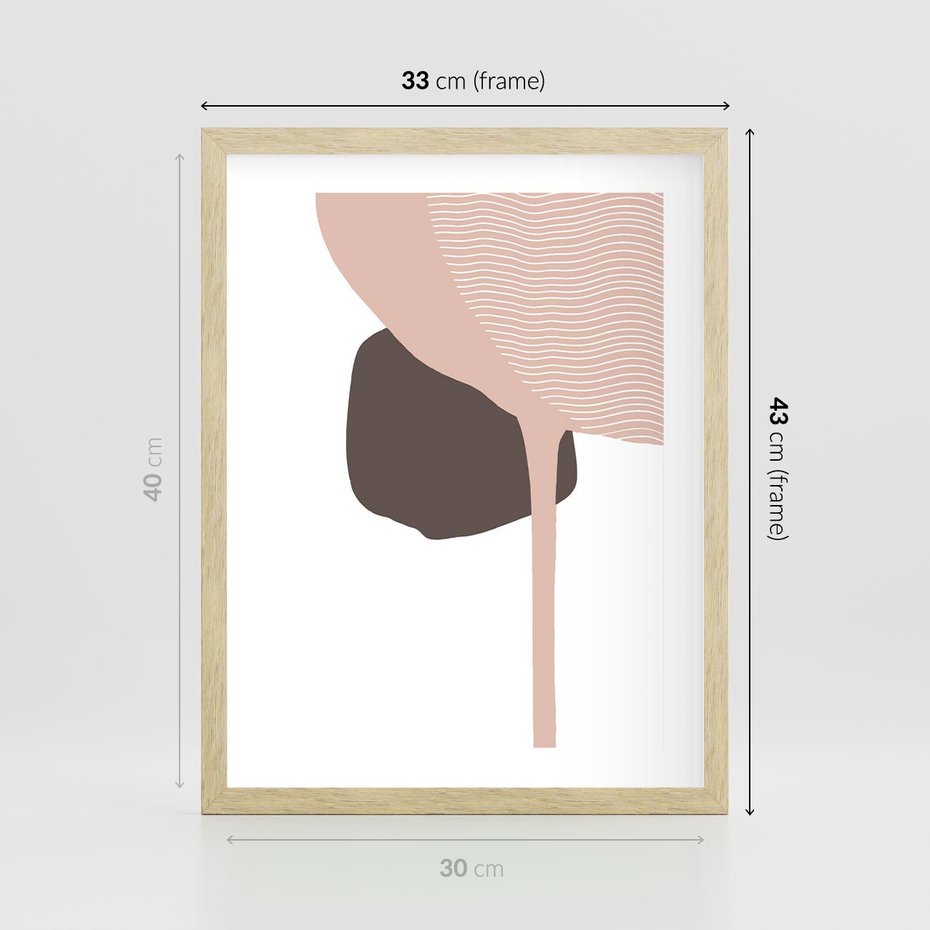 Plakat w ramie 30x40 - Wibracje Odbić Plam - abstrakcyjny obraz, rozlewające się plamy - rama drewno