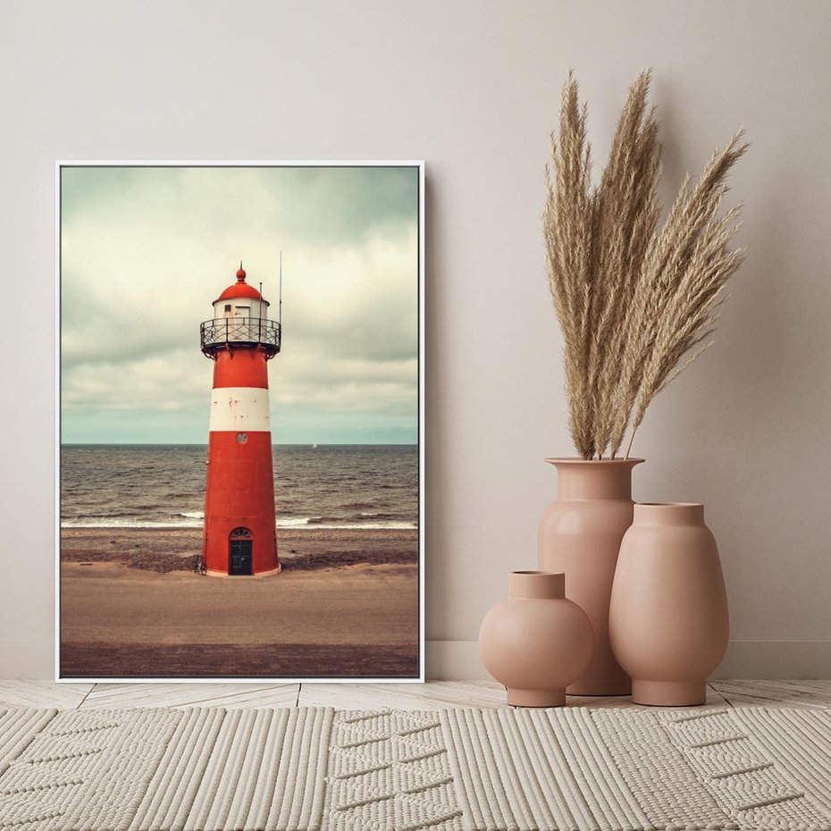 Obraz w ramie 80x120 - Retro Urok Morza - fotografia w stylu retro, vintage - rama biała