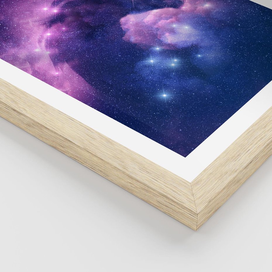 Plakat w ramie 40x50 - Mityczna podróż - kosmos, jednorożec - rama drewno