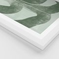 Plakat w ramie 30x40 - Nurtująca Kompozycja Zieleni - abstrakcyjne delikatne zielone linie, podobne do gałęzi kwiatów - rama biała