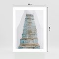 Plakat bez ramy 30x40 - Niebieskie Schody Santorini - stare kamienne schody, niebieskie schody