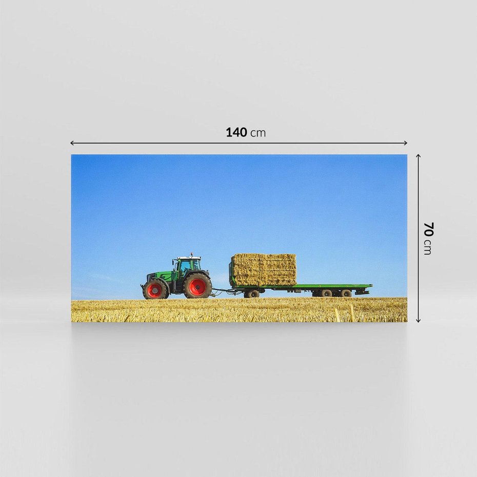 Obraz na płótnie 140x70 - Ruralne żniwa - traktor, przyczepa