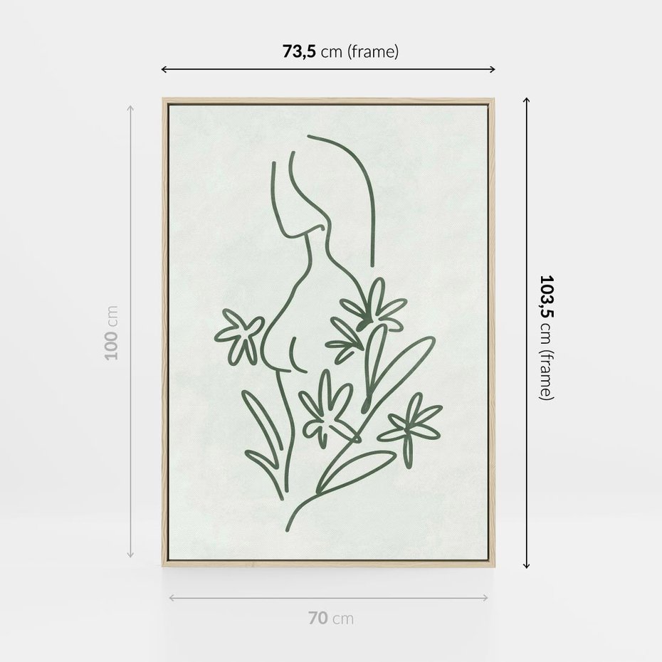 Obraz w ramie 70x100 - Odbicia Zielonego Raju - zielony odcień, abstrakcja - rama drewno