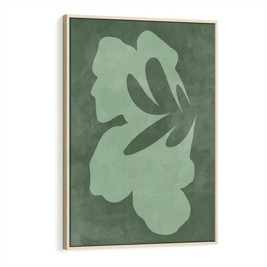 Obraz w ramie 70x100 - Kształty Zieleni - abstrakcyjny kształt, zielony plakat - rama drewno
