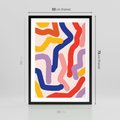 Plakat w ramie 50x70 - Abstrakcyjne Dialogi - abstrakcyjny kolorowy obraz, kolorowe linie - rama czarna