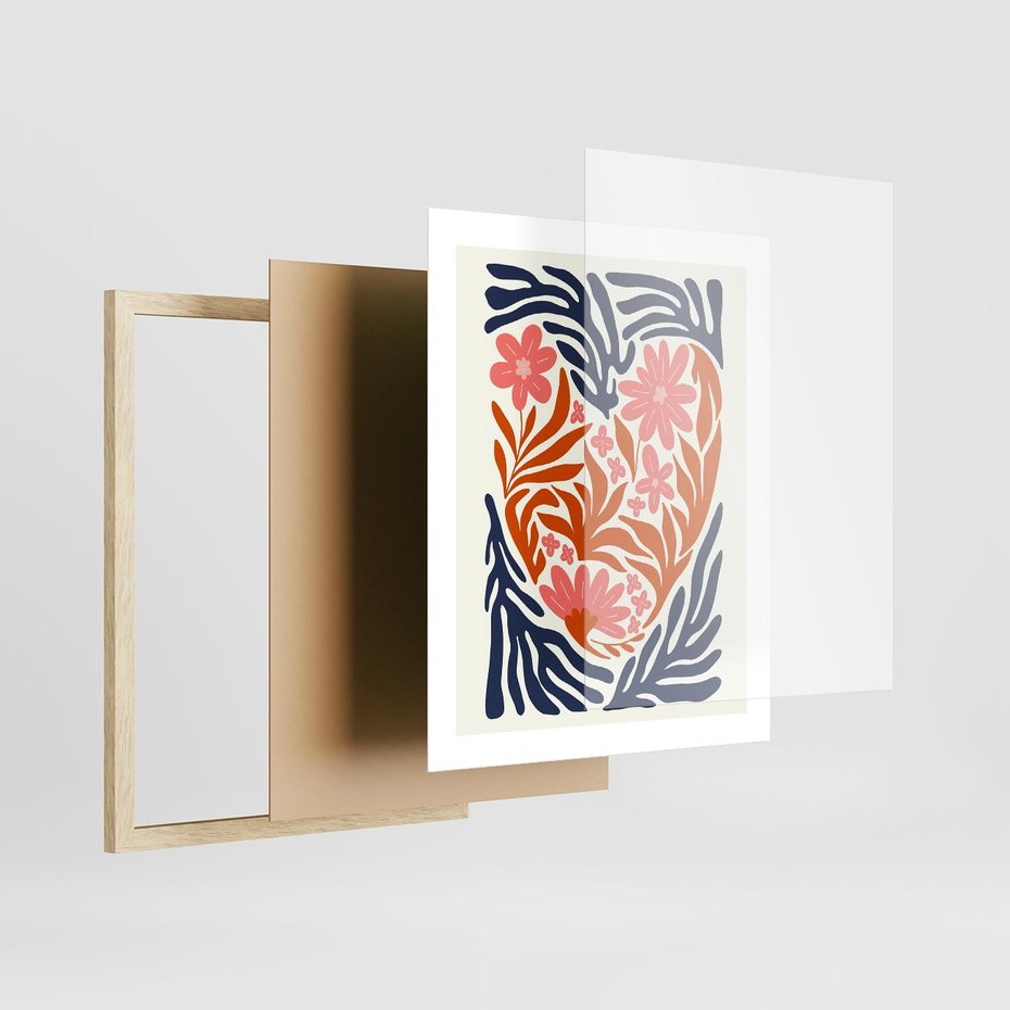 Plakat w ramie 40x50 - Kwiatami Splecione - kwiaty, nowoczesny plakat - rama drewno