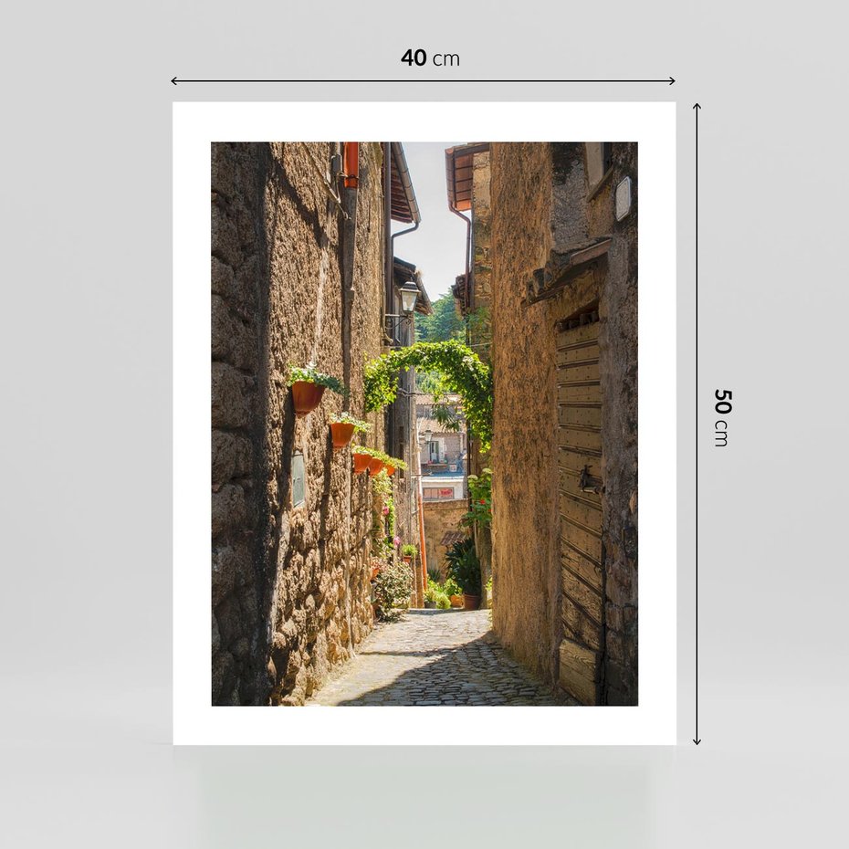 Plakat bez ramy 40x50 - Włoska uliczka w perspektywie - Włochy, uliczka