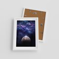 Plakat w ramie 30x40 - Kosmos - Ziemia i Księżyc - kosmos, ziemia - rama biała