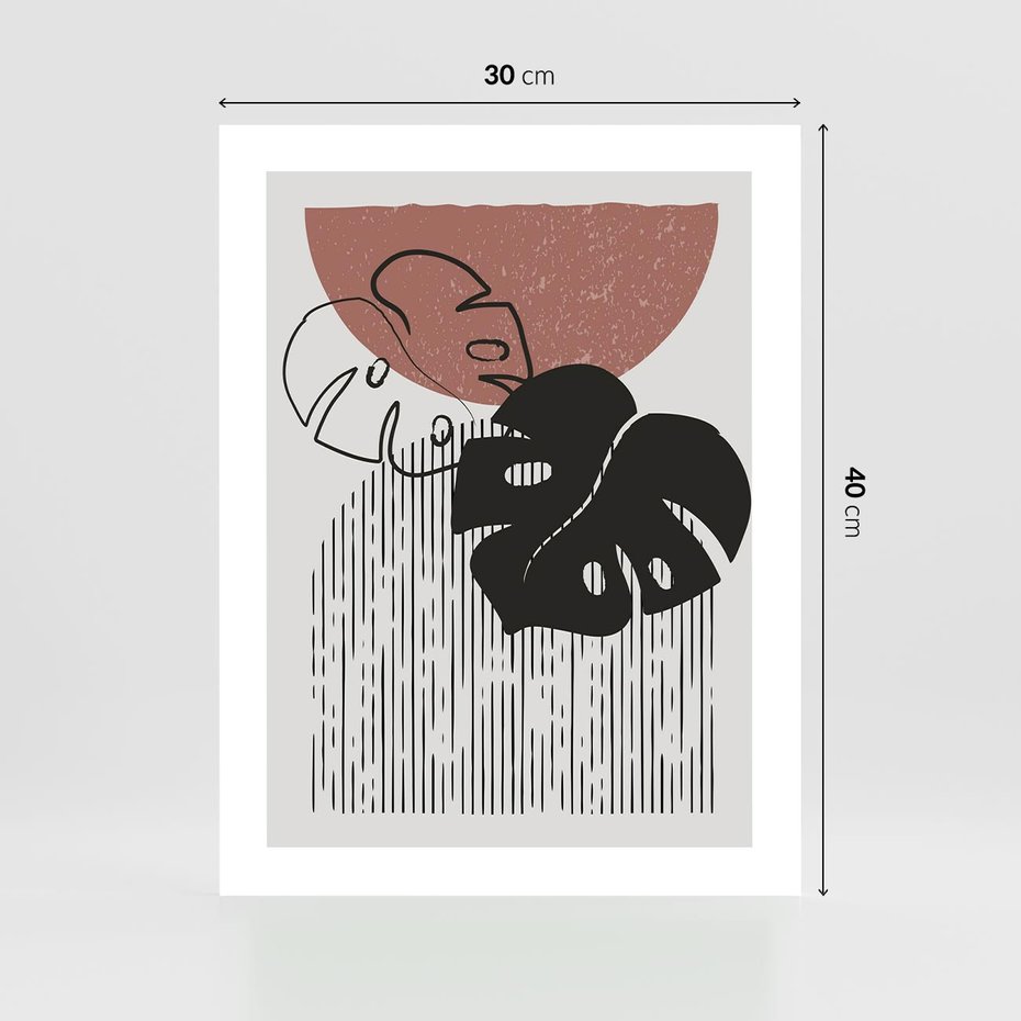Plakat bez ramy 30x40 - Nowoczesna Monstera: Szkic w Grafice - nowoczesna grafika, monstera