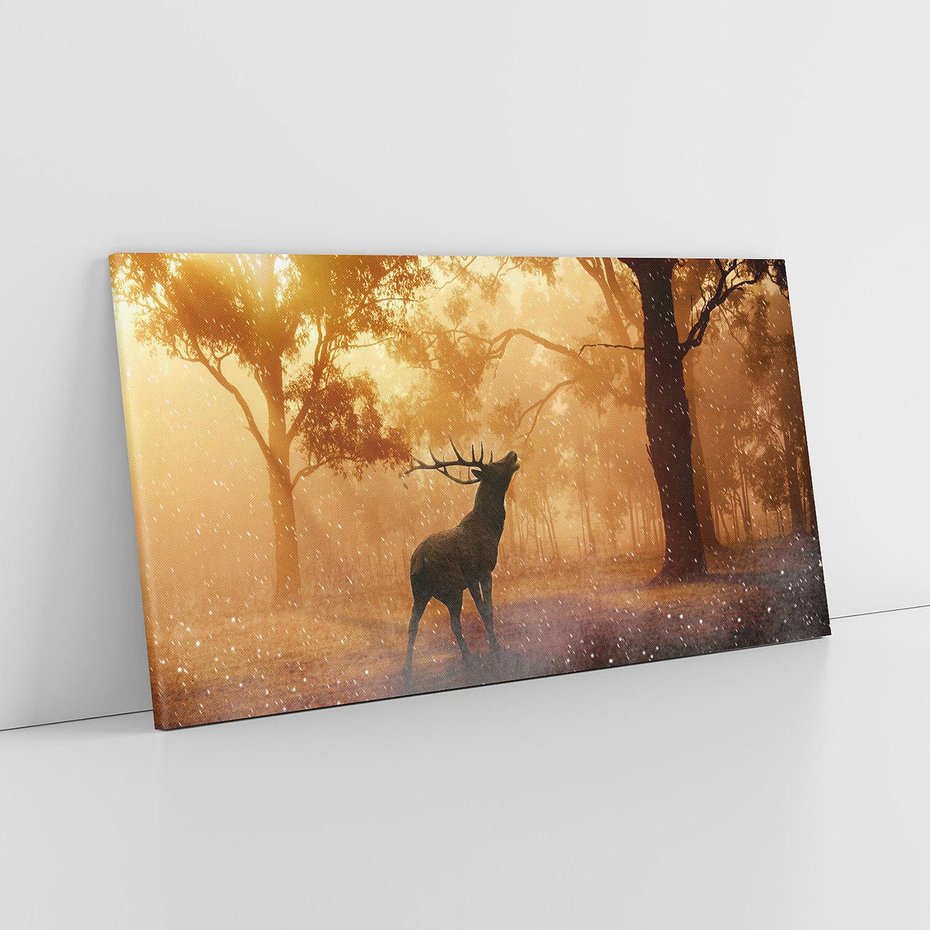 Obraz na płótnie 140x70 - Spotkanie jelena w lesie - jeleń, las