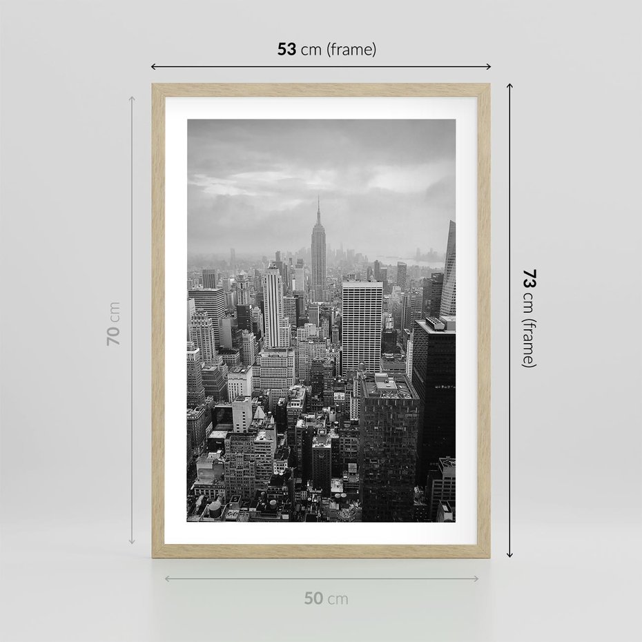 Plakat w ramie 50x70 - Majestatyczne Wysokości - Nowy Jork, wieżowce - rama drewno