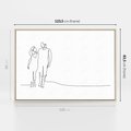 Obraz w ramie 120x80 - Wspólne Kroki - line art, szkic - rama drewno