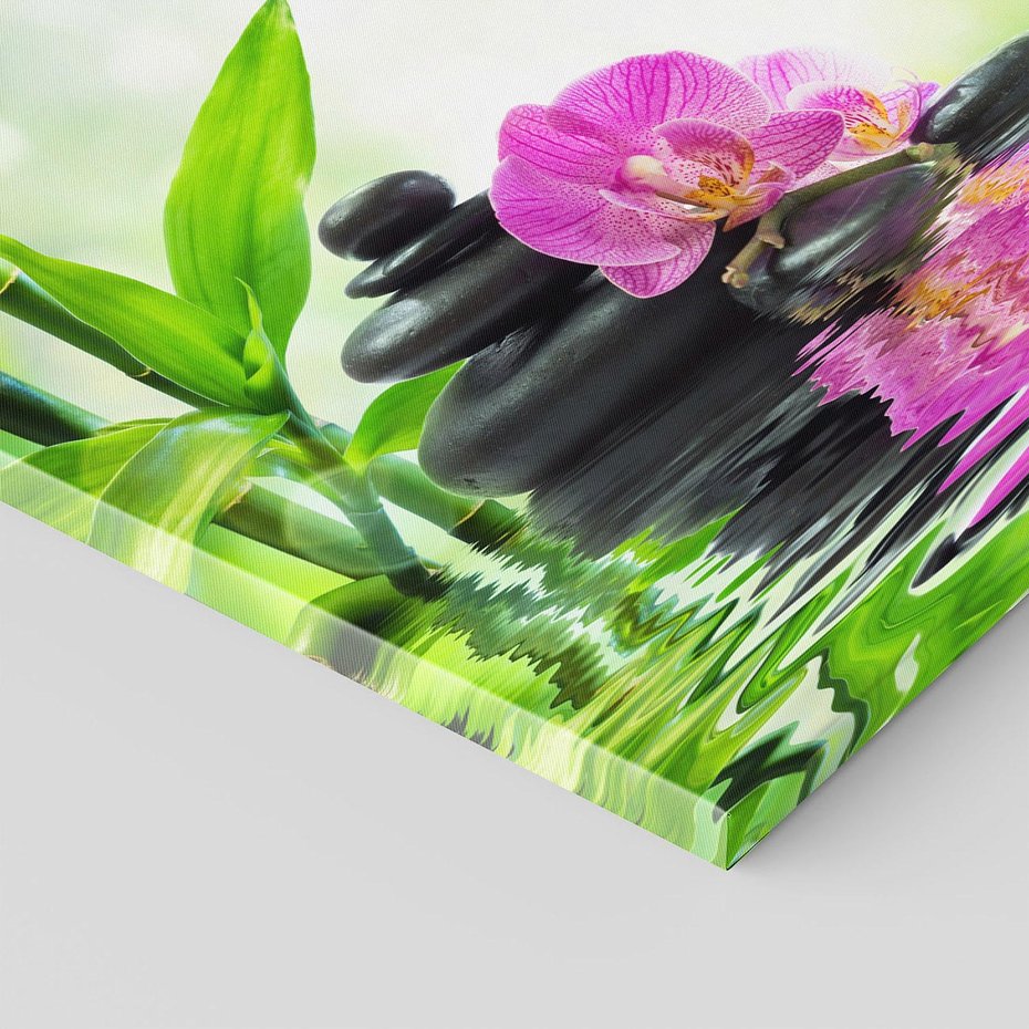 Obraz na płótnie 50x50 - Relaksujący świat SPA z kwiatami i bambusem - spa, kwiaty